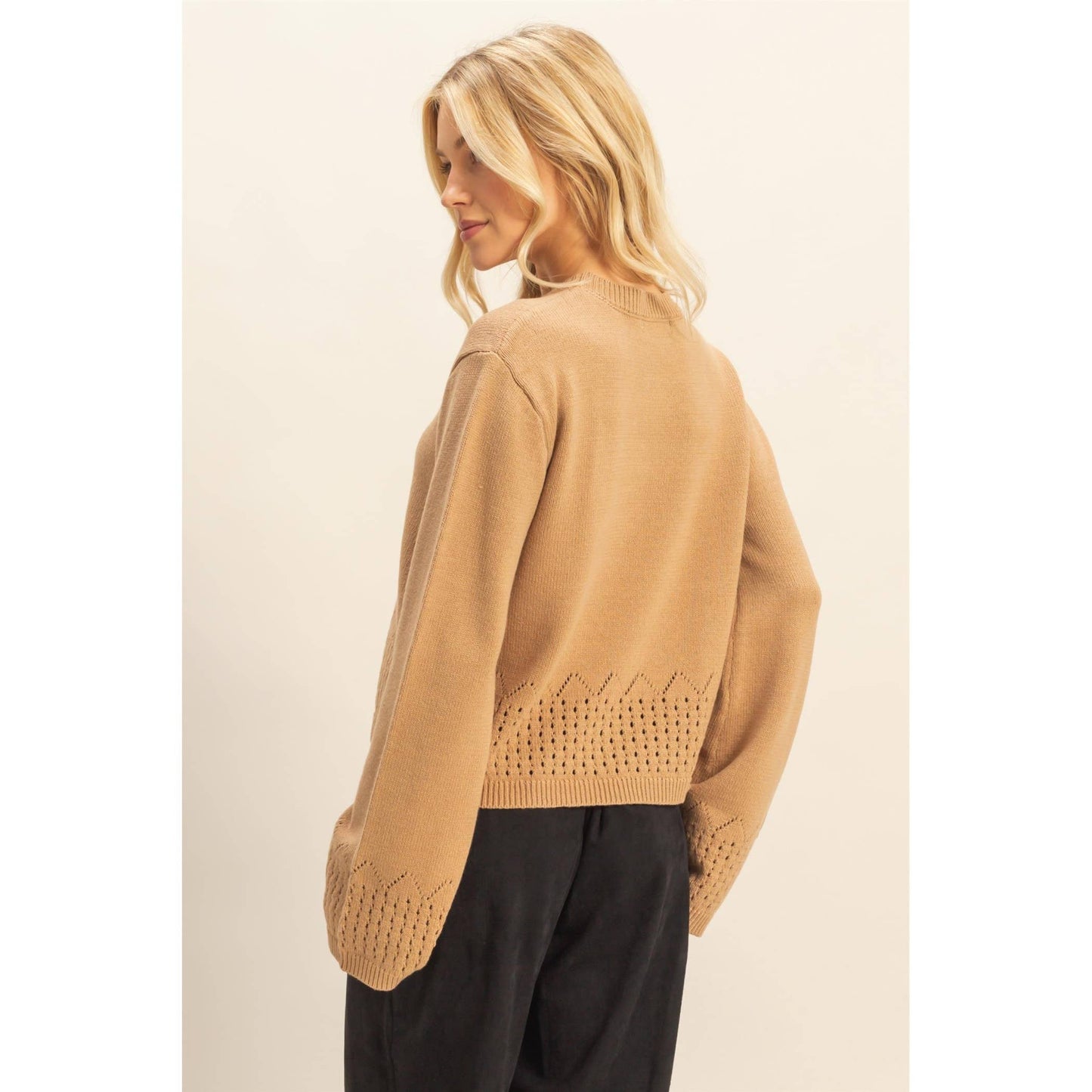 Betty Eyelet Detailed Long Sleeve Sweater