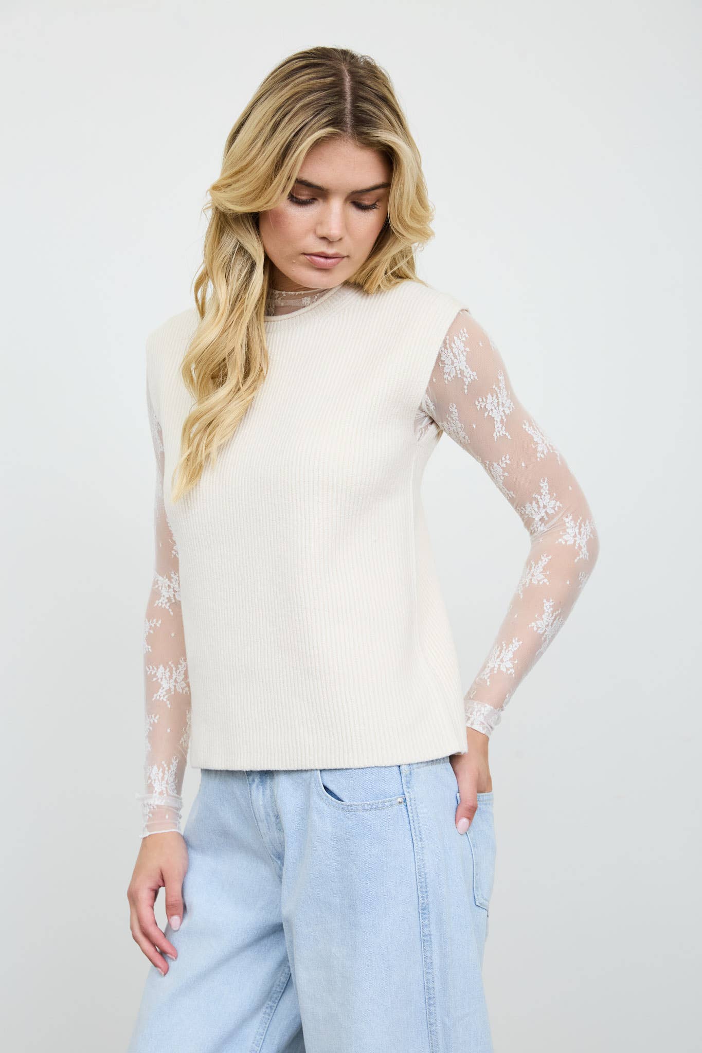 RAW MOCK NECK DOLMAN SLEEVE SWEATER KNIT TOP