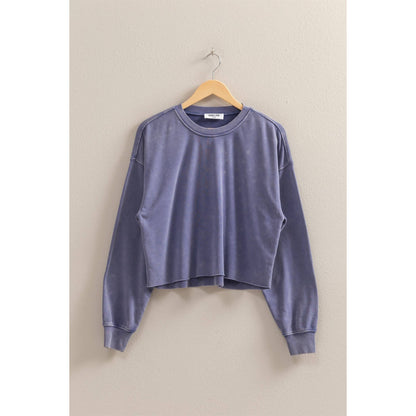 Mineral Washed Sweatshirt With Raw Hem