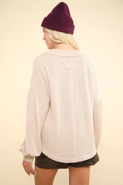 Otto Ribbed V-Neck Oversized Knit Top