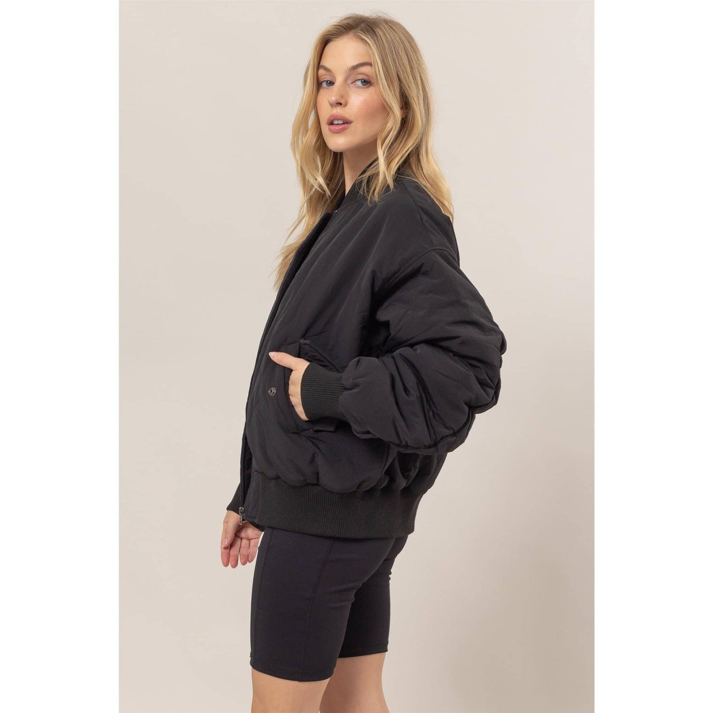 Oversized Bomber Puffer Jacket