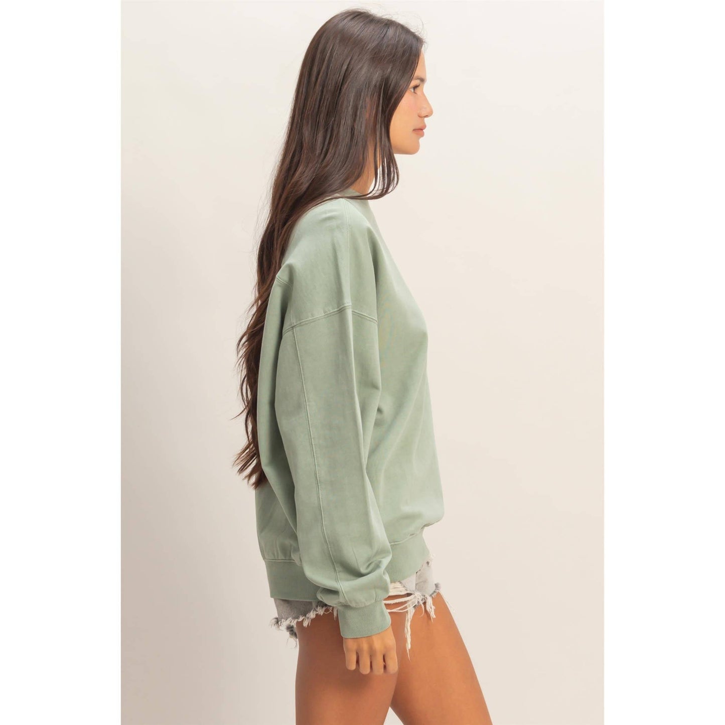 Ribbed Crew Neck Sweatshirt