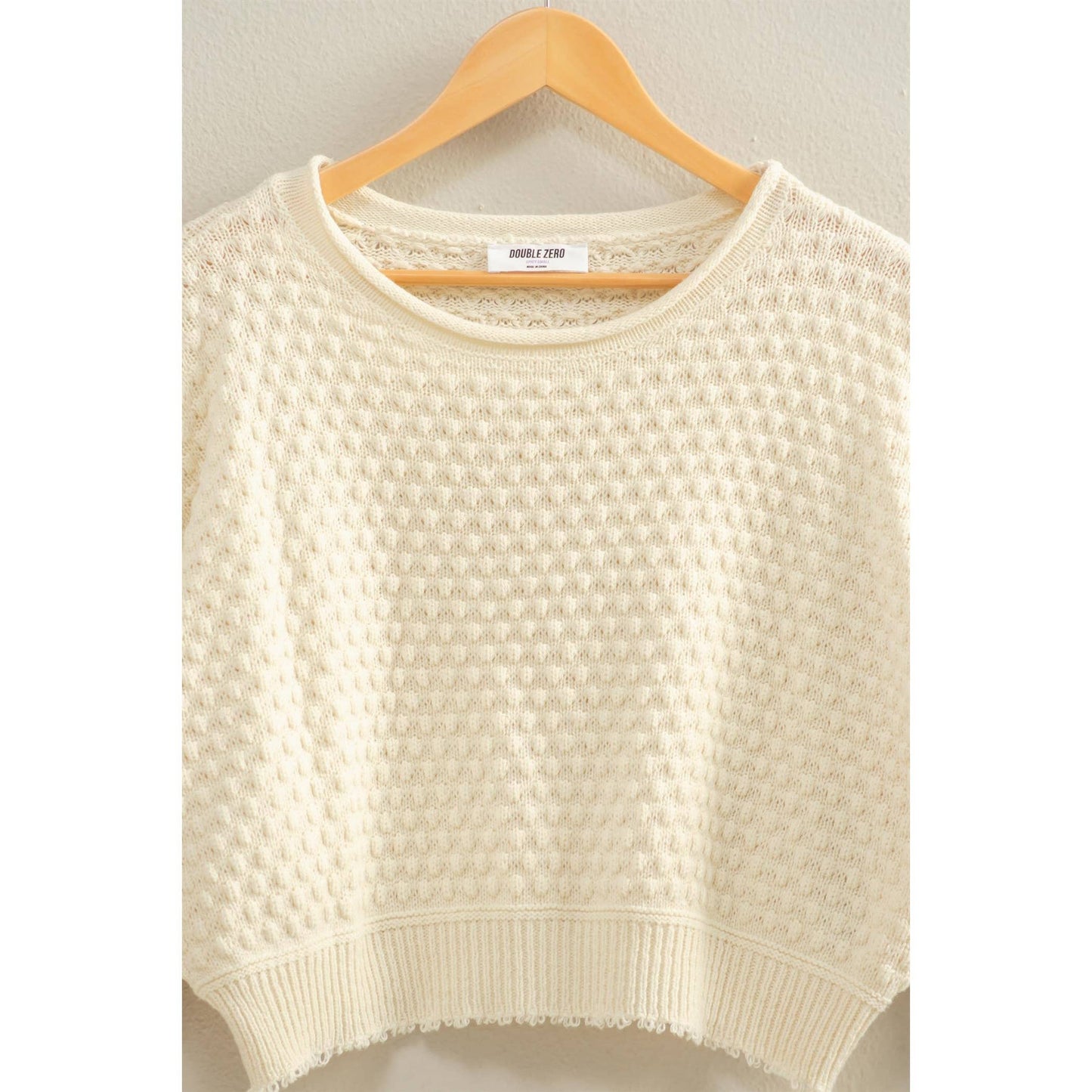 Textured Round Neck Long Sleeve Sweater