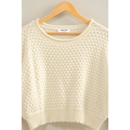 Textured Round Neck Long Sleeve Sweater