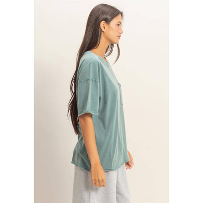 Washed Pocket Crew Neck T-Shirt