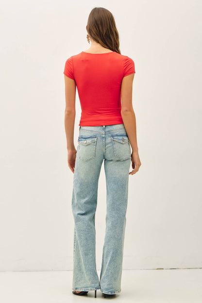 NEW SHADE[SOFT CORE] SQUARE NECK KNIT TEE