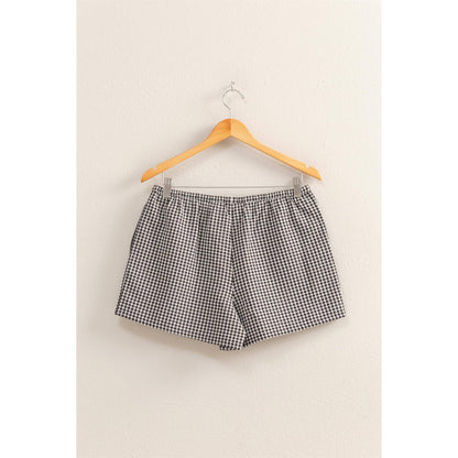DZ25A957-Gingham Pattern Relaxed Fit Shorts