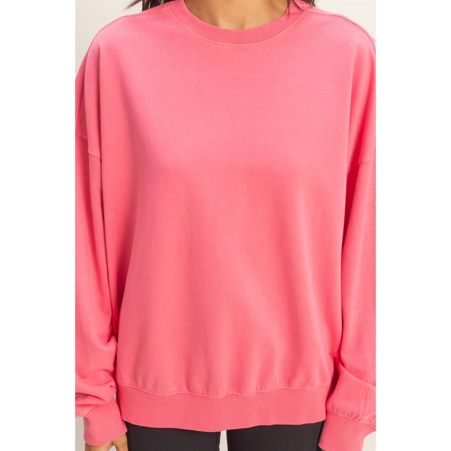 Ribbed Crew Neck Sweatshirt
