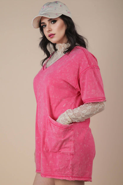 Mineral Washed Oversized Casual Knit Romper