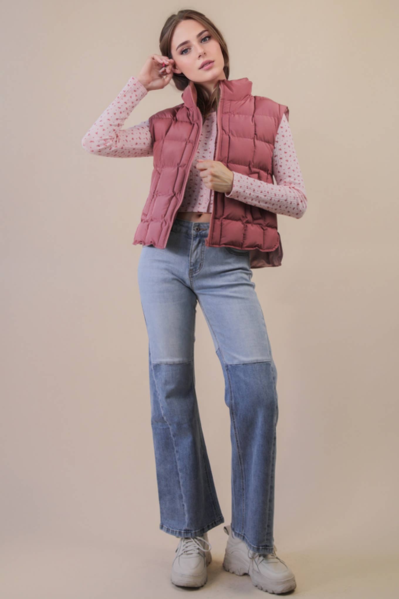 Solid & Leopard Puffer Padded Warm Vest