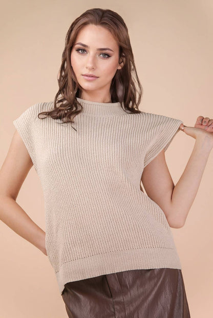 12W3112N-Oversized Soft Knit Sweater Vest Top