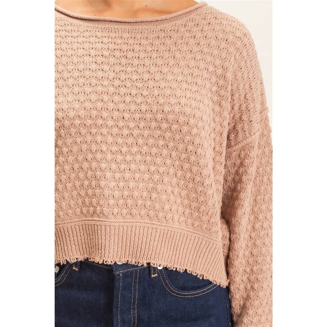 Textured Boat Neck Sweater