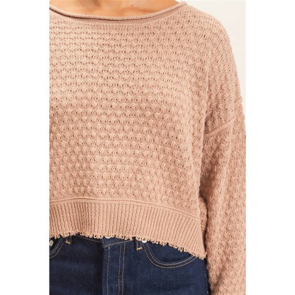 Textured Boat Neck Sweater