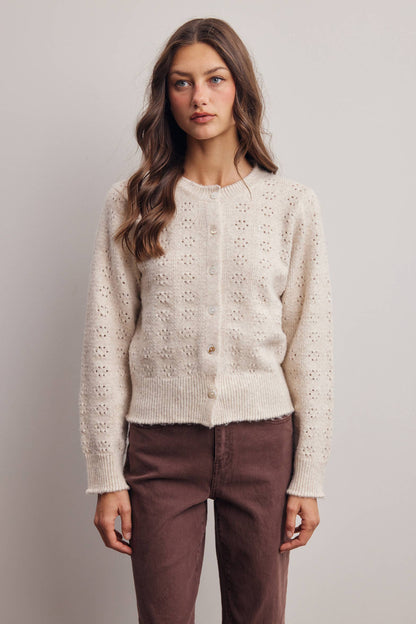 Pointelle Knit Button Cardigan FSW0069