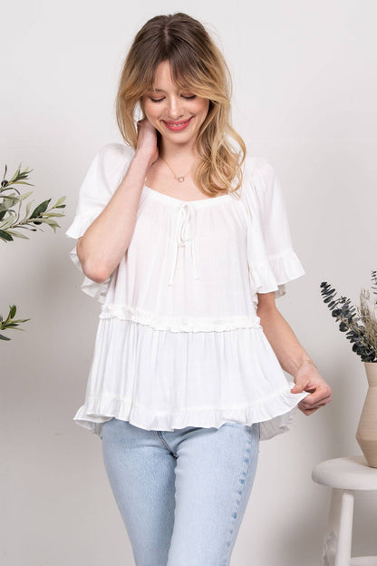 RELAXED TIERED PEASANT TOP
