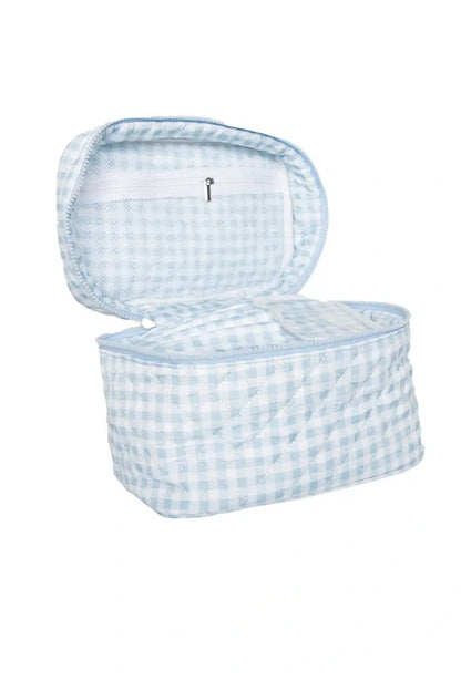 Light Blue Plaid Make Up Bag