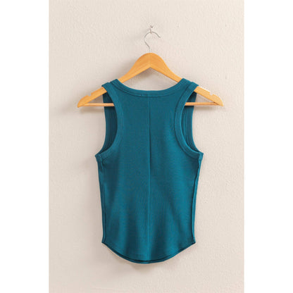 DZ25C448-Scoop Neck Ribbed Tank Top