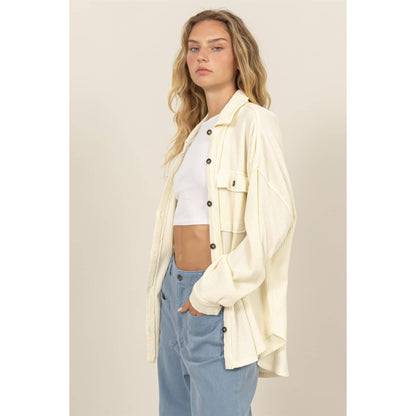 Waffle Oversized Button Up Shacket