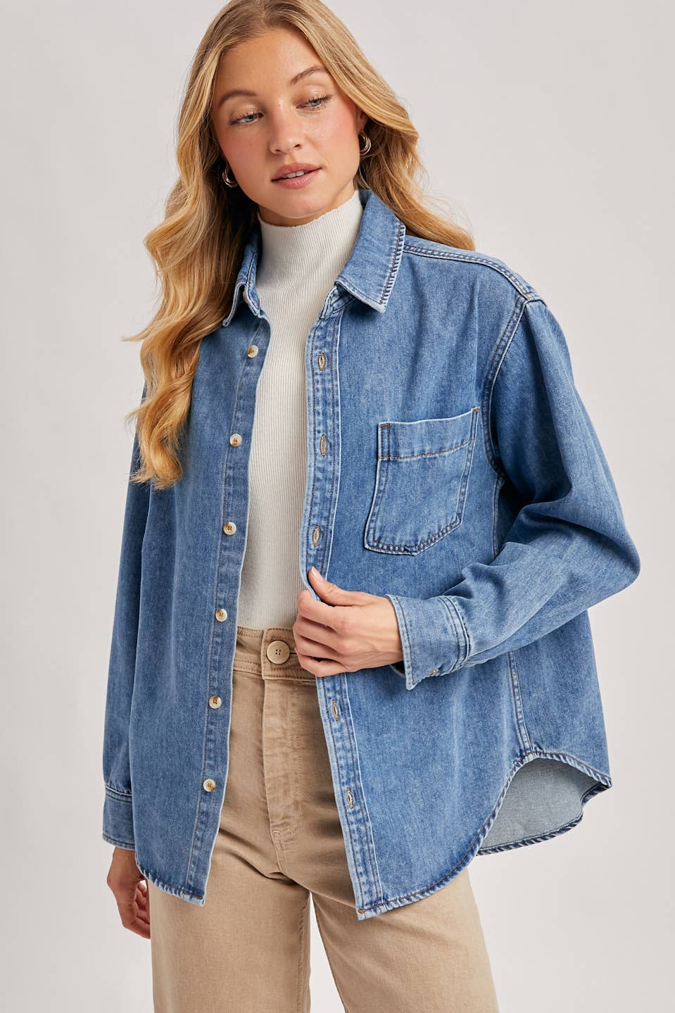 DENIM BUTTON DOWN OVERSIZED SHIRTS