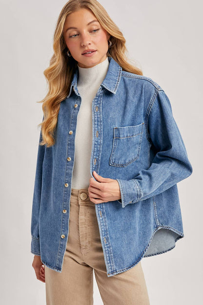 DENIM BUTTON DOWN OVERSIZED SHIRTS