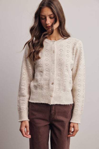 Pointelle Knit Button Cardigan FSW0069
