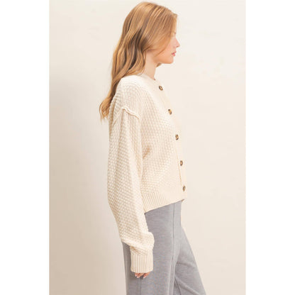 Textured Knit Button-Front Cardigan
