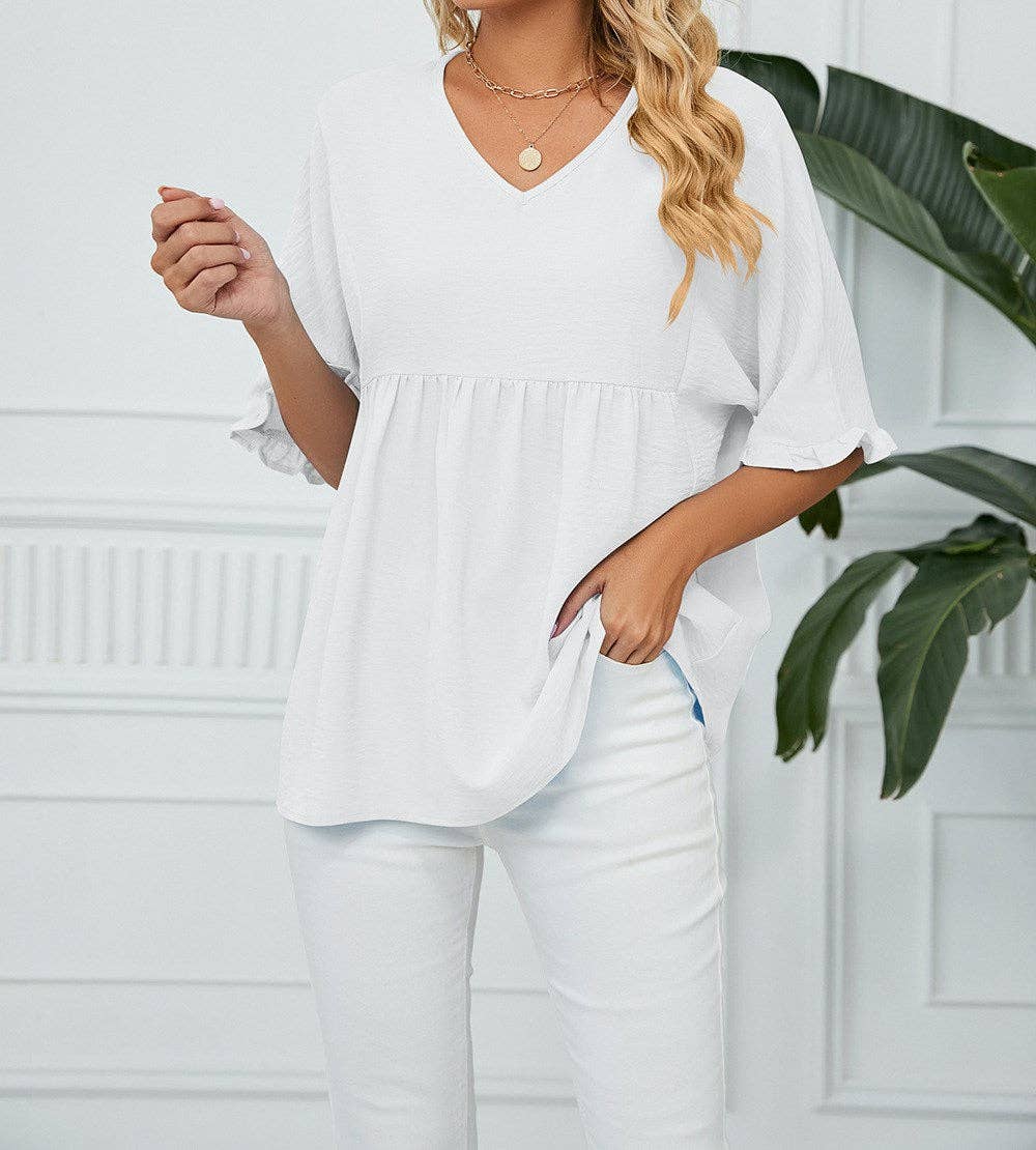 Textured Ruffled Gathered Top