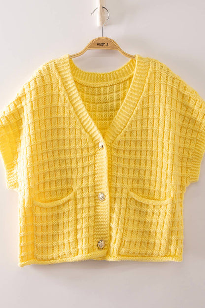 12W3719N-Waffle Texture Crop Cardigan