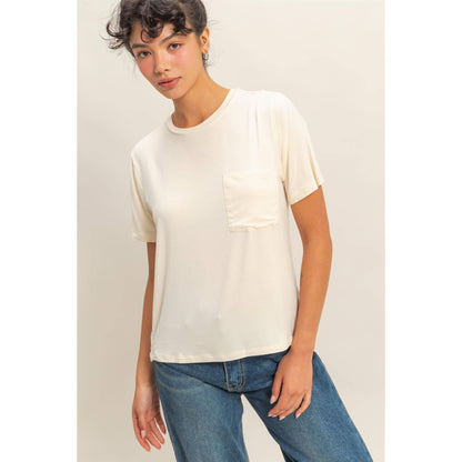 Classic Crew Neck Short Sleeve Pocket Top