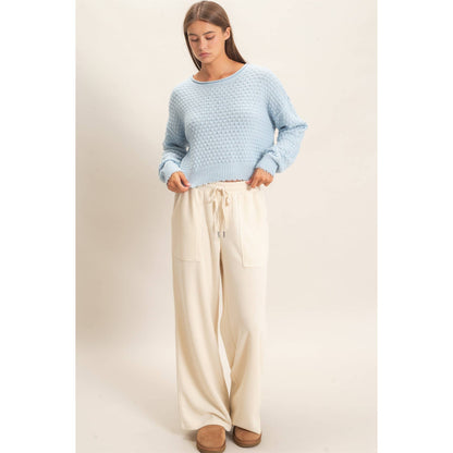 Textured Boat Neck Sweater