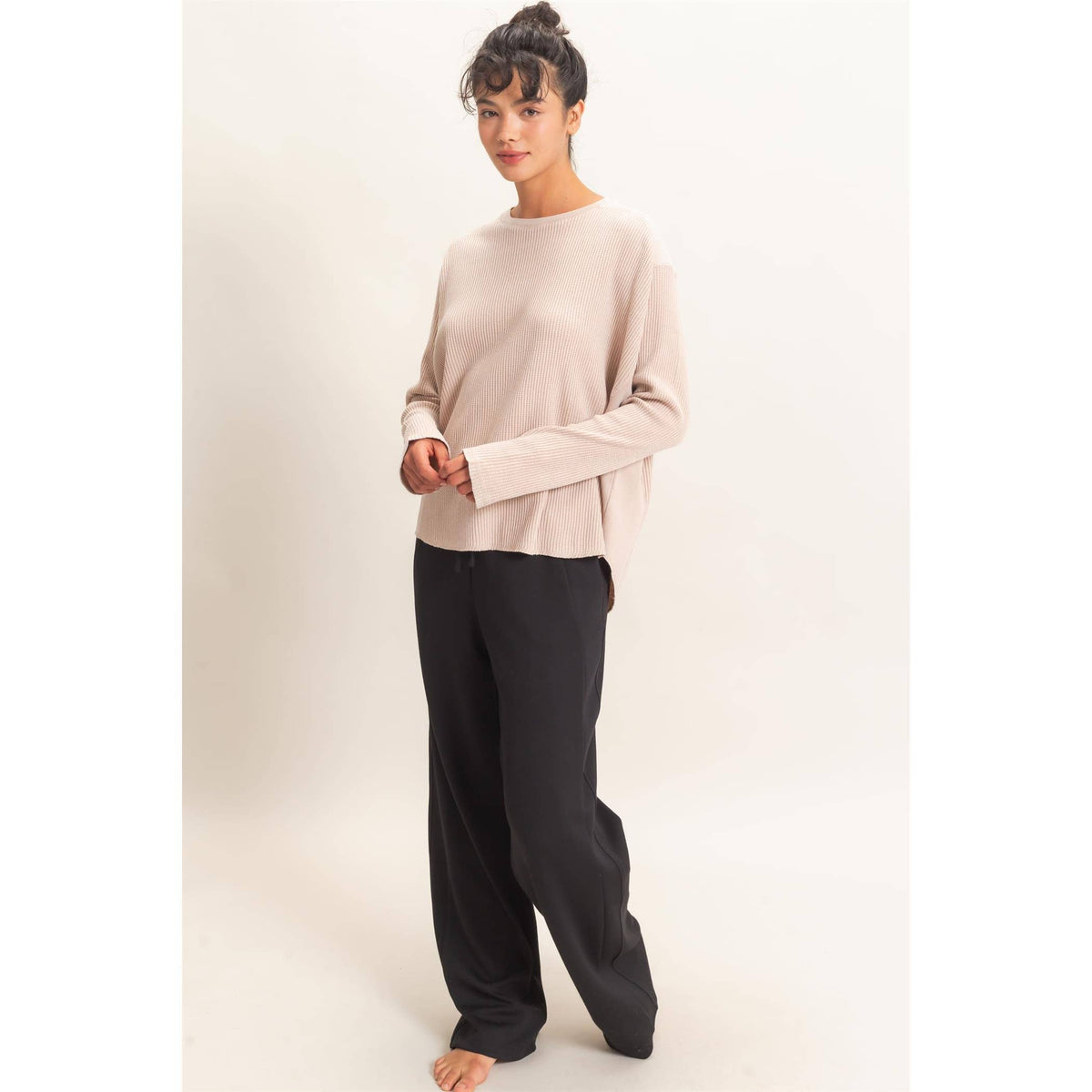Oversized Mineral Washed Waffle Knit Top