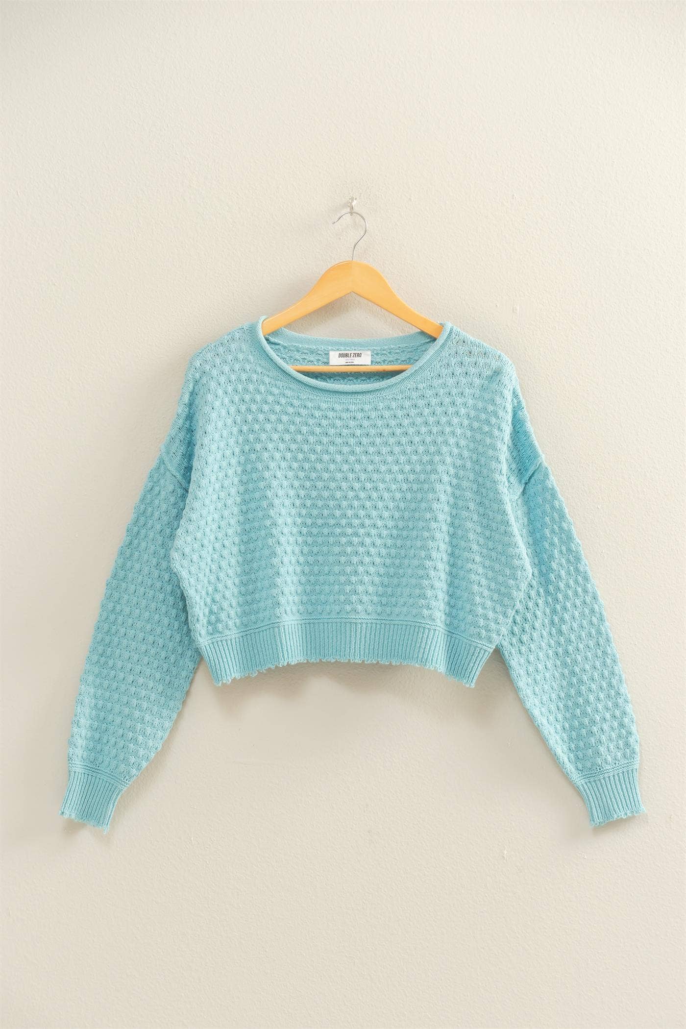 Textured Round Neck Long Sleeve Sweater