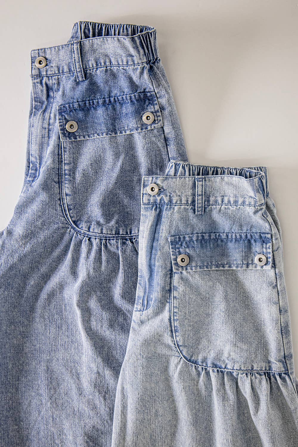NP71154-Washed Denim Flap Pocket Wide Leg Pants