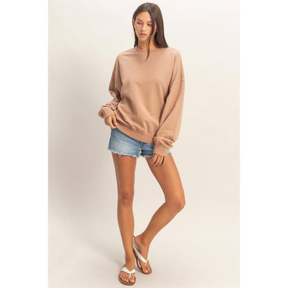 Ribbed Crew Neck Sweatshirt