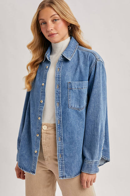 DENIM BUTTON DOWN OVERSIZED SHIRTS