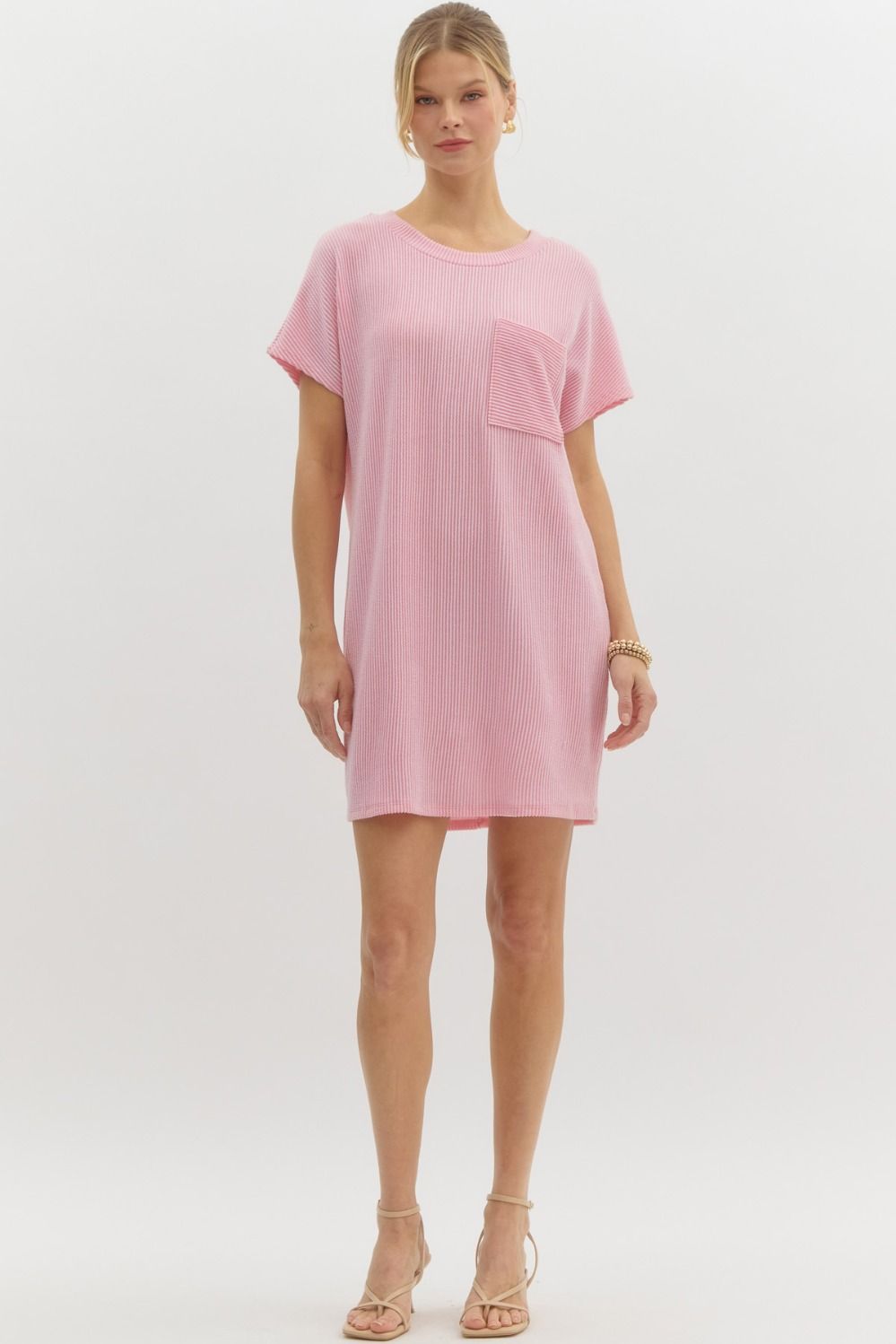 RIBBED DRESS PINK