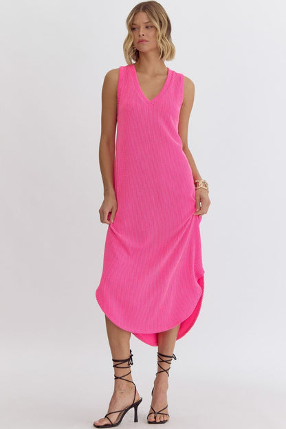 RIBBED DRESS  CANDY PINK