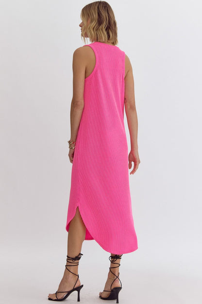 RIBBED DRESS  CANDY PINK