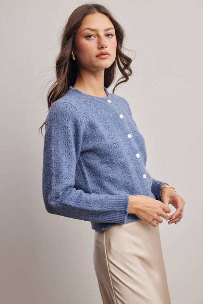 Pointelle Knit Button Cardigan FSW0069