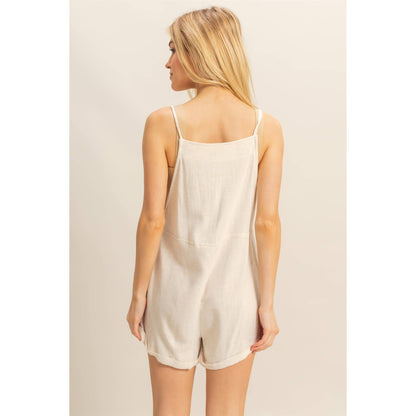 HF25C823-Rayon Linen Self Tie Straps Romper