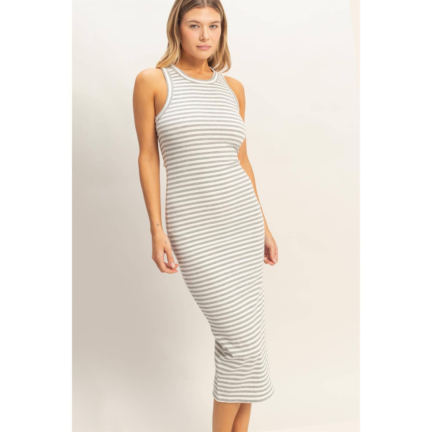 Striped Ribbed Tank Dress