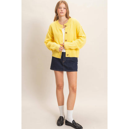 Textured Knit Button-Front Cardigan