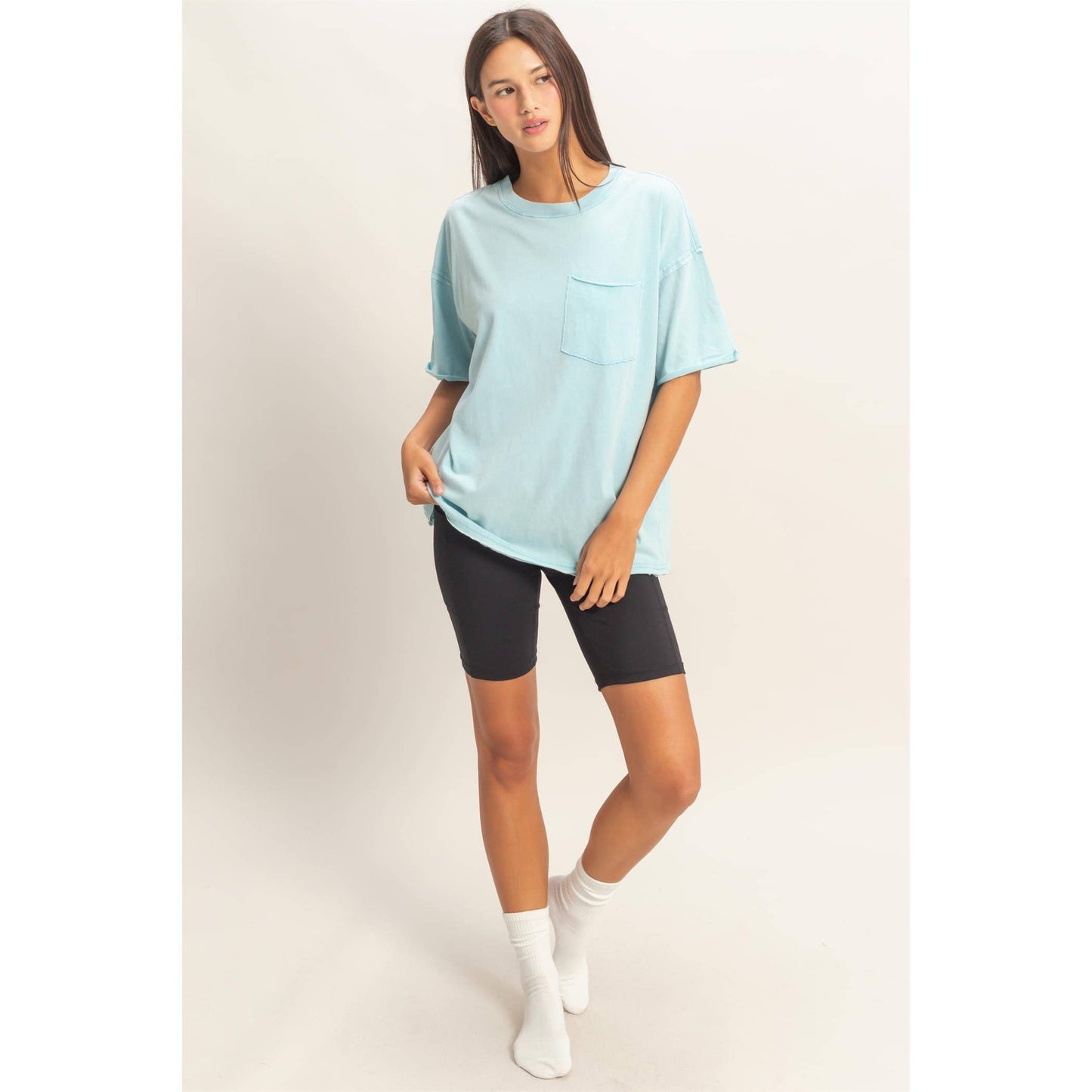 Washed Pocket Crew Neck T-Shirt
