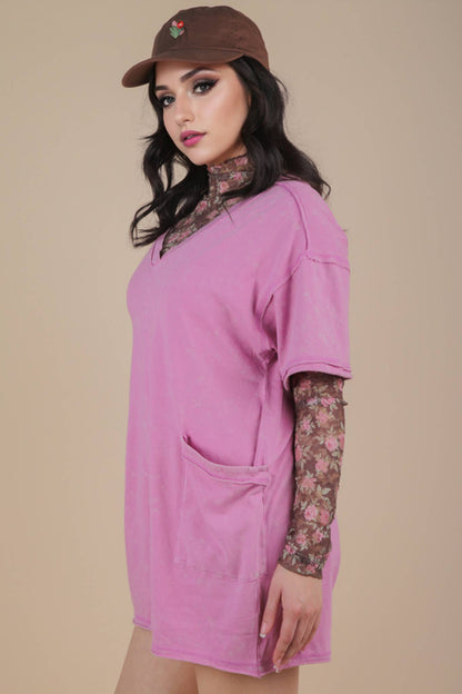 Mineral Washed Oversized Casual Knit Romper