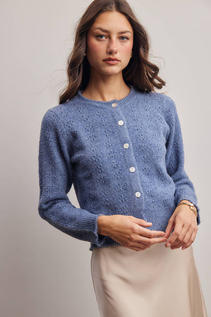 Pointelle Knit Button Cardigan FSW0069