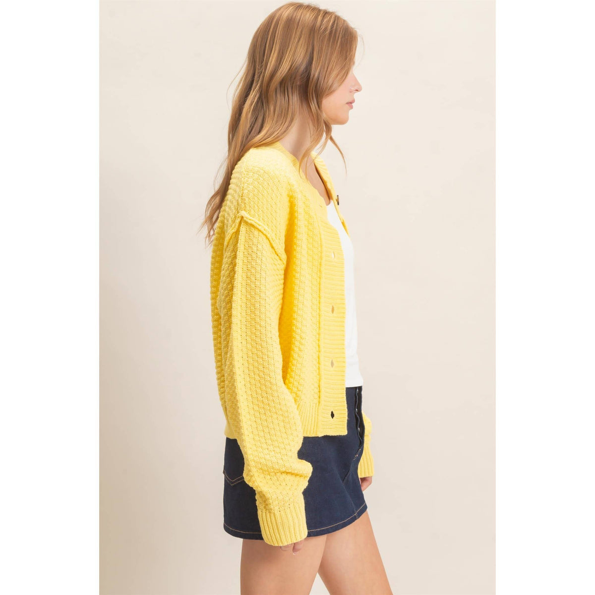 Textured Knit Button-Front Cardigan