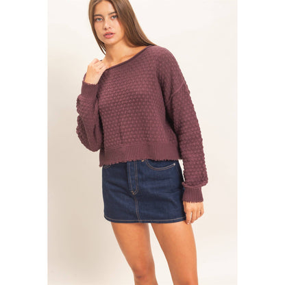 Textured Boat Neck Sweater