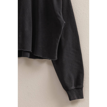 Mineral Washed Sweatshirt With Raw Hem