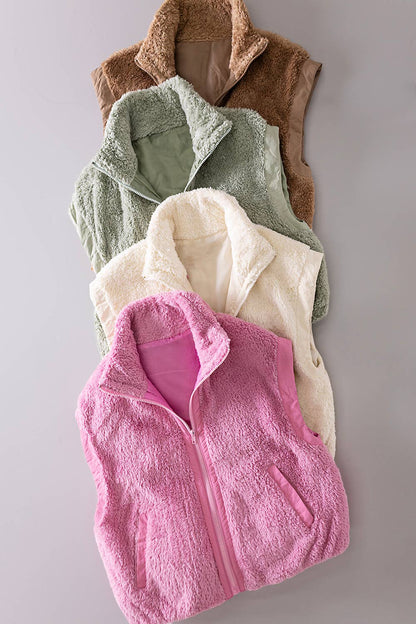 NJ90484-Cozy Sherpa Puffer Vest