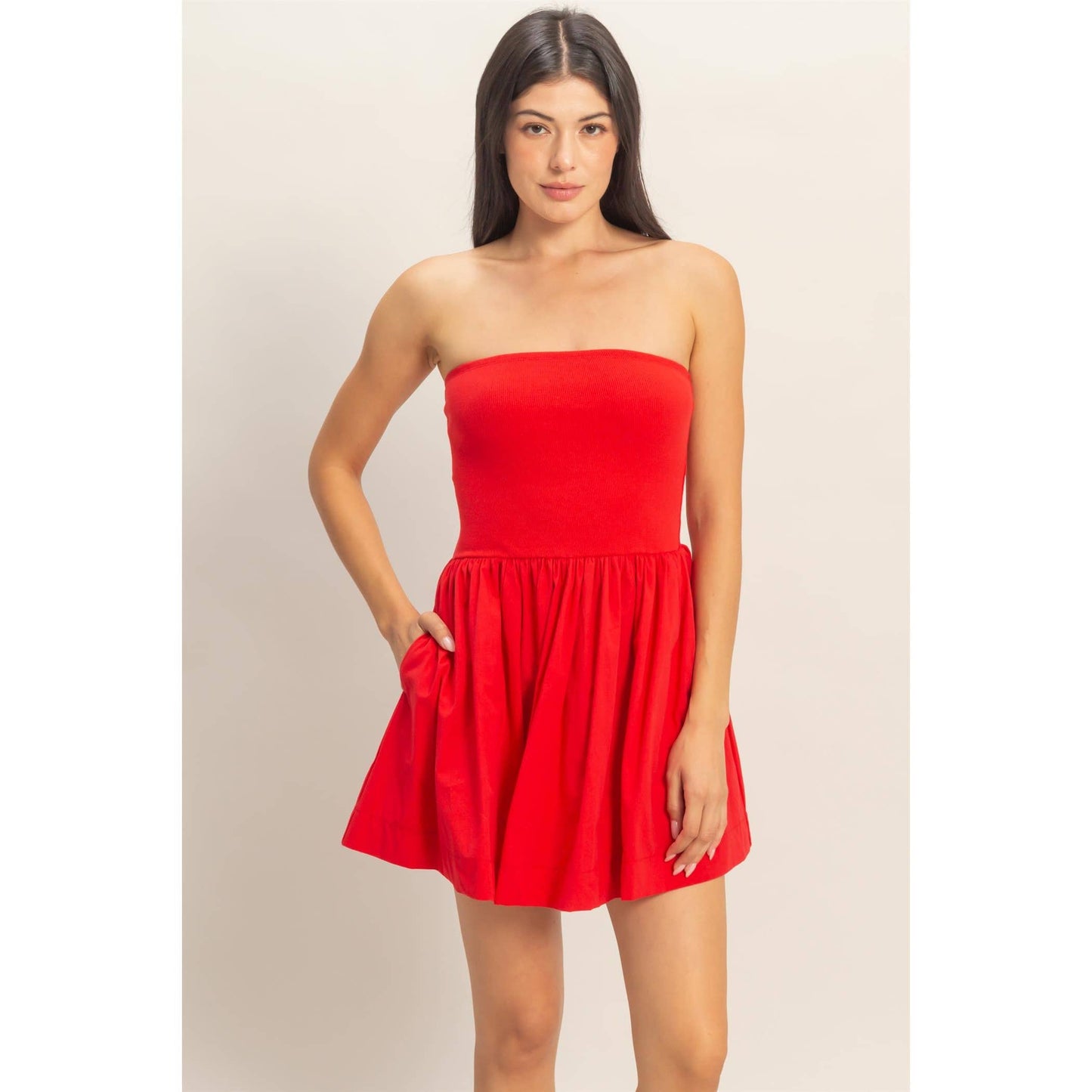 Strapless Flowy Mini Dress